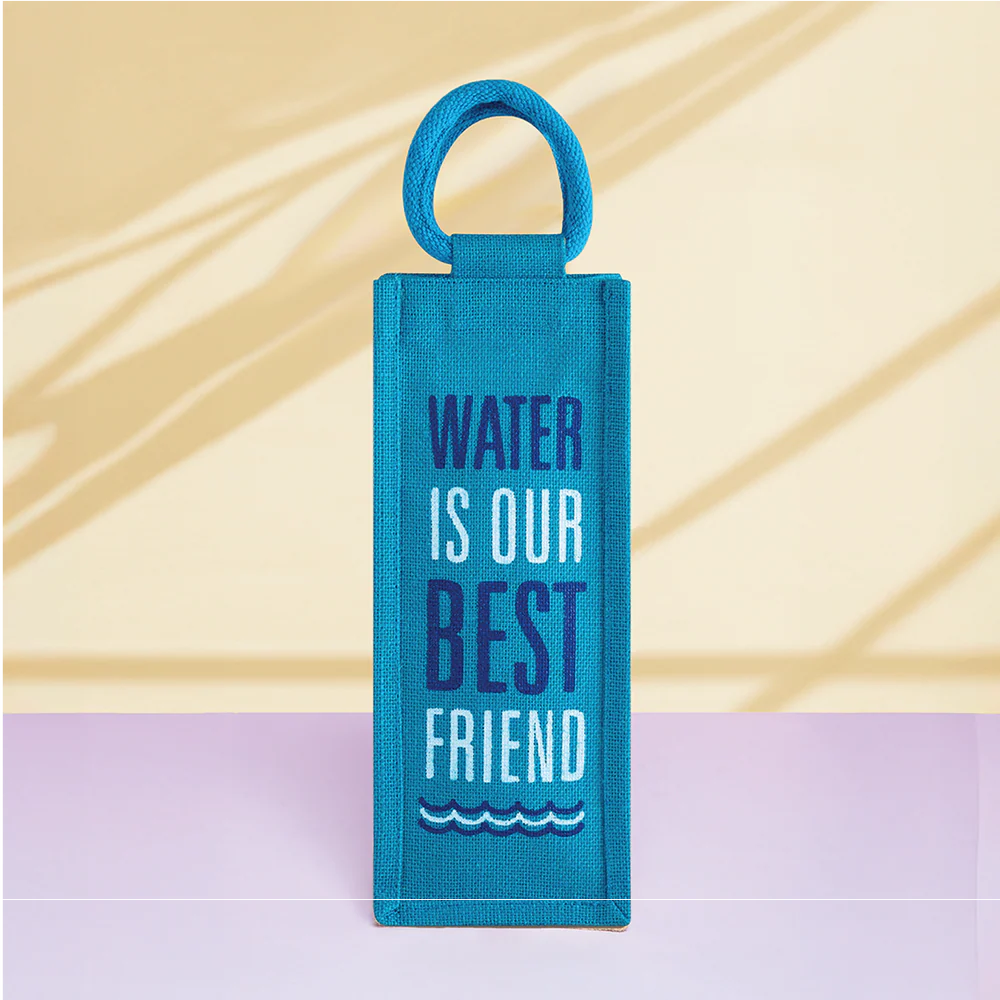 Water is our best friend jute bottle bag